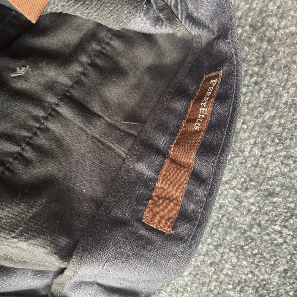 Perry Ellis Mens 36x30 Classic Fit Pleated Cuffed Dress Pants Charcoal Gray